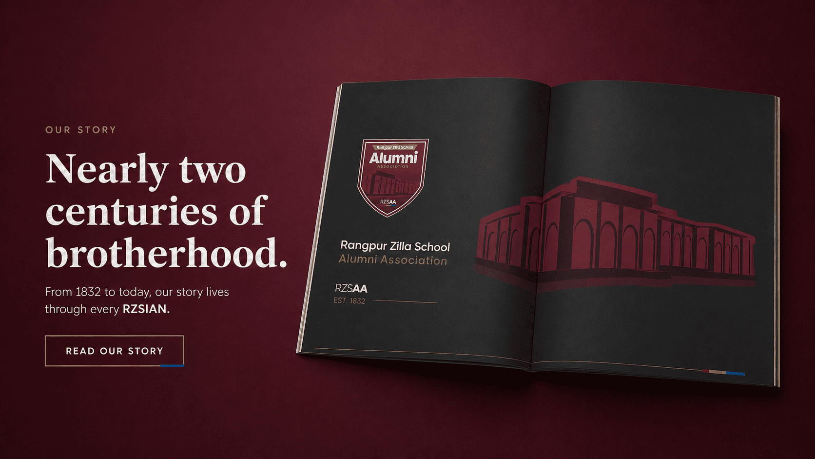 Our Story artwork celebrating nearly two centuries of Rangpur Zilla School brotherhood